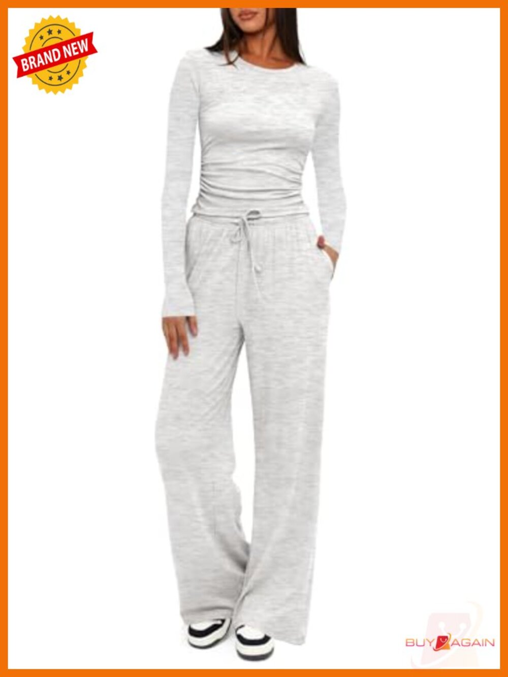 Rayon Spandex 2 Piece Lounge Set Wide Leg Pants